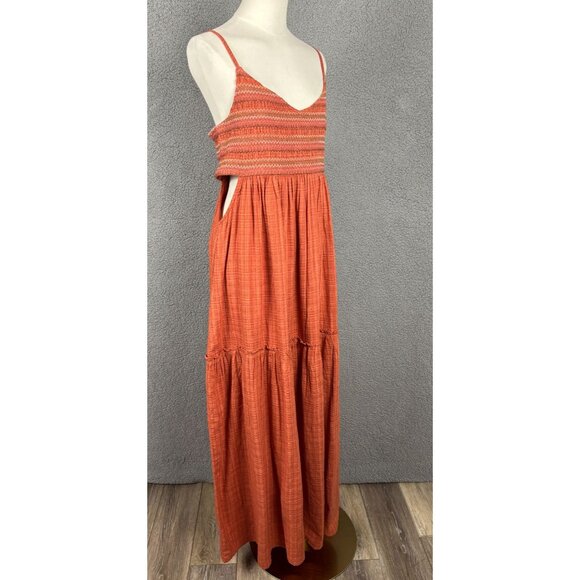 Roxy Women's Maxi Dress Ginger Spice Smocked Tiered  Orange Size XXL NWT's - Picture 3 of 8